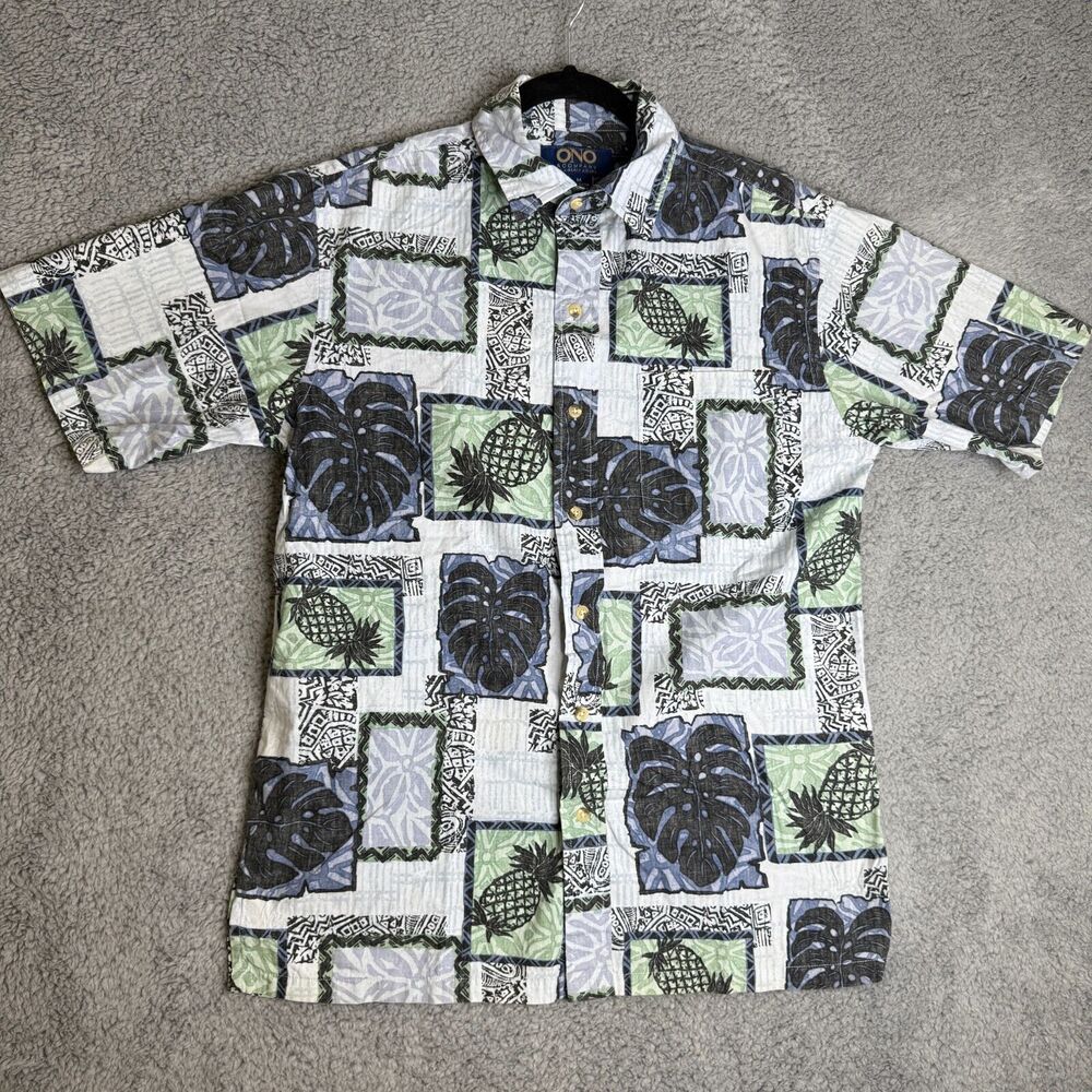 Hawaiian Shirt Mens Medium Ono Aloha Button Up Short Sleeve